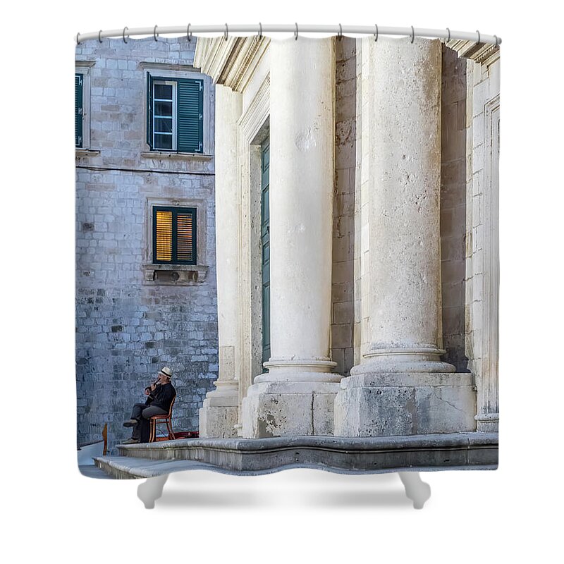 Adriatic Coast Shower Curtain featuring the photograph Musician by Eggers Photography