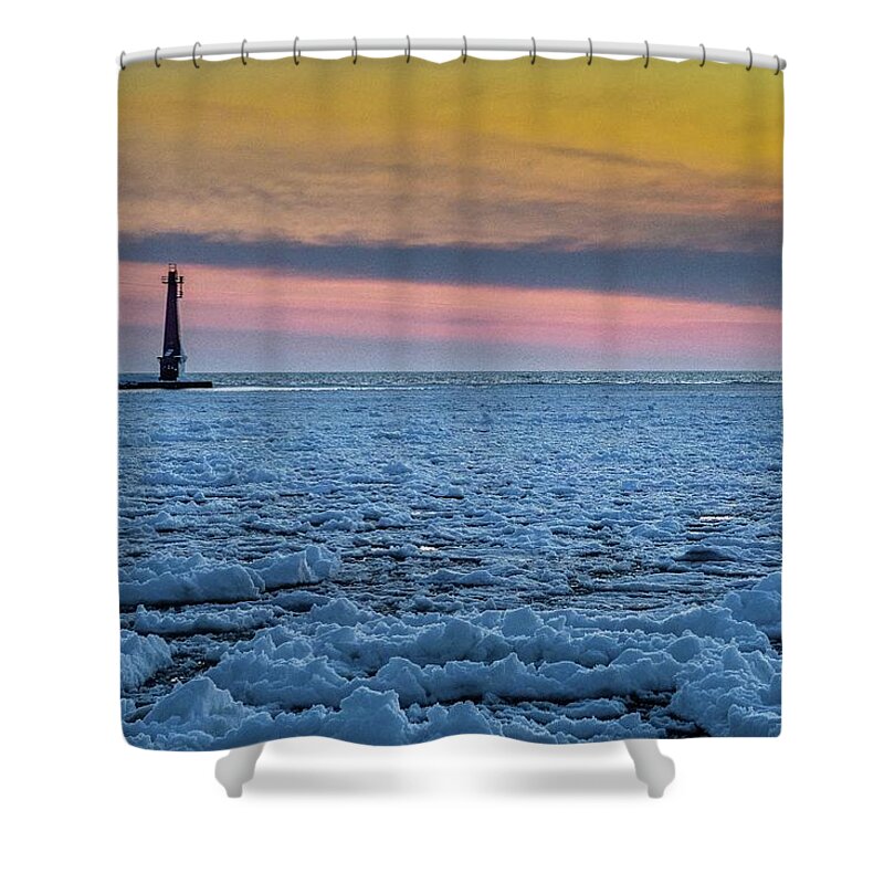Northernmichigan Shower Curtain featuring the photograph Muskegon Lighthouse IMG_4009 HRes by Michael Thomas