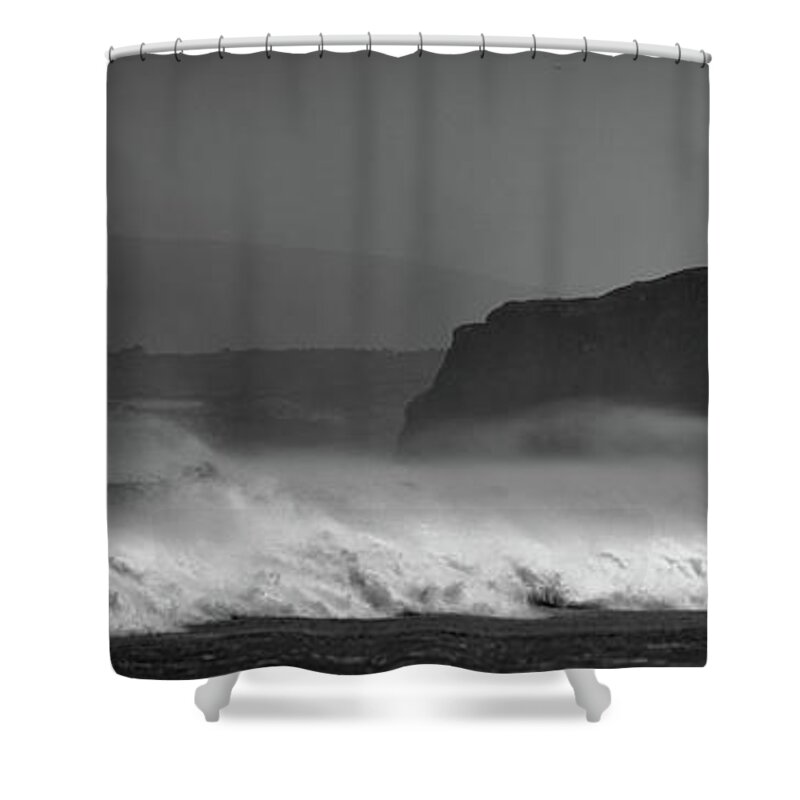 Mussenden Shower Curtain featuring the photograph Mussenden Waves by Nigel R Bell