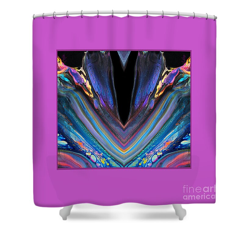 Striking Compelling Colorful Ethereal Iconic Chic Heart-shaped Abstracted Heart Shower Curtain featuring the mixed media My Complicated Puzzle Heart 6799 by Priscilla Batzell Expressionist Art Studio Gallery