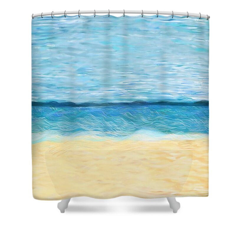 Beach Shower Curtain featuring the digital art My Happy Place by Christina Wedberg