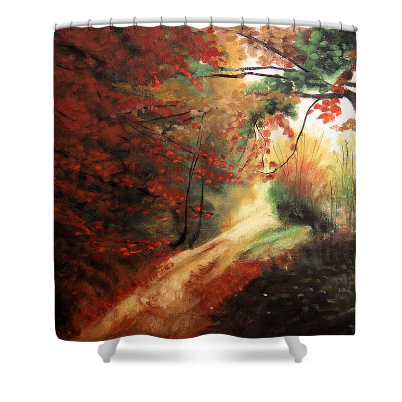 Landscape Shower Curtain featuring the painting My Journey Home by Anthony Falbo