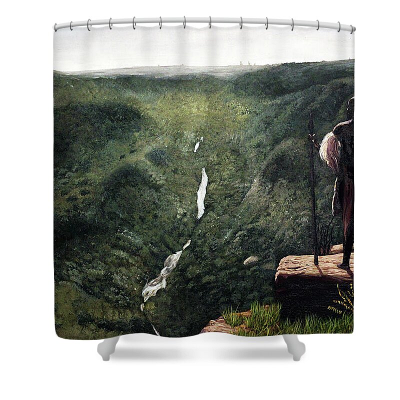 African Art Shower Curtain featuring the painting My Kingdom by Ronnie Moyo