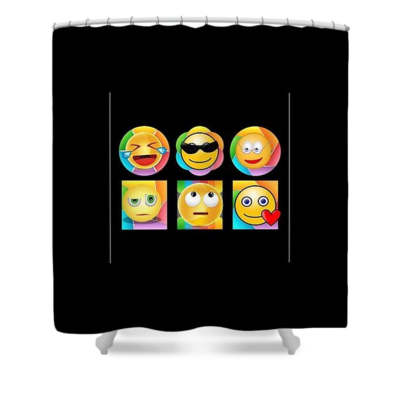 Emoji Shower Curtain featuring the mixed media My Little Friends Are Emoji People by Nancy Ayanna Wyatt