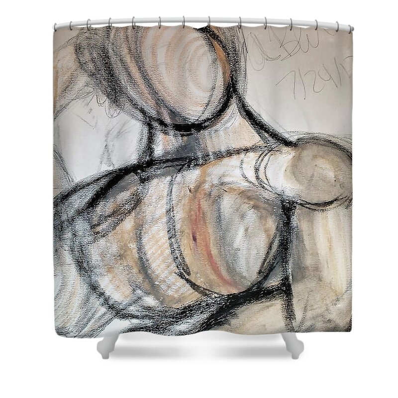 Pastel Shower Curtain featuring the pastel My Mannequin by Andrew Blitman