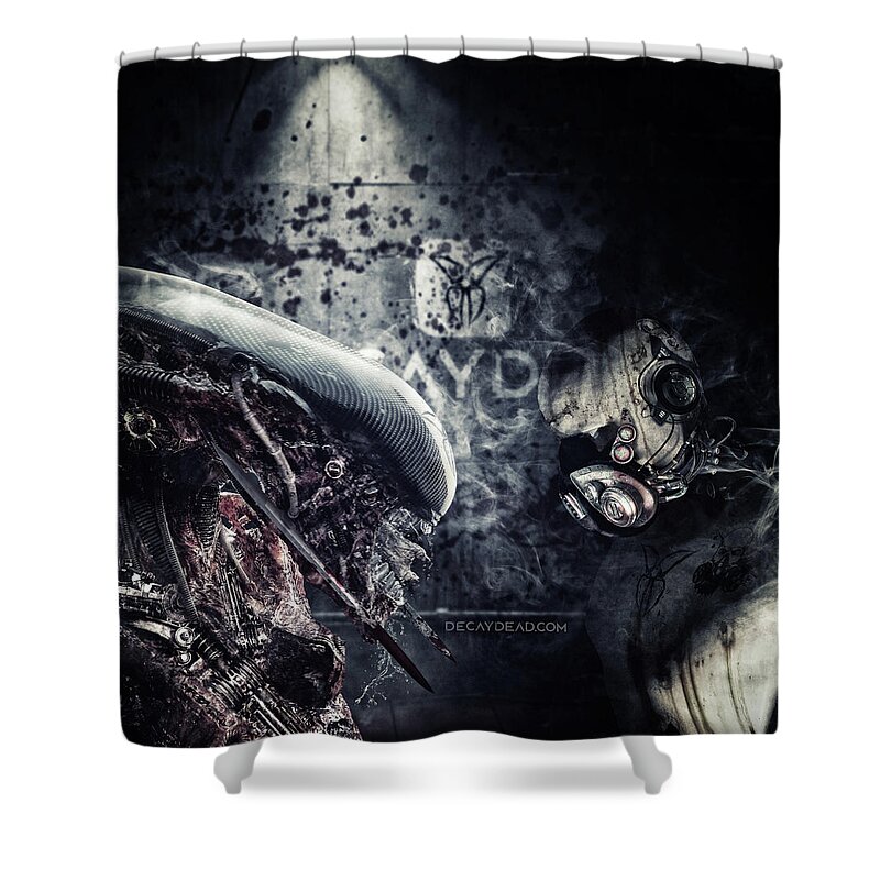 Alien Shower Curtain featuring the digital art My Queen Dark Edition by Argus Dorian