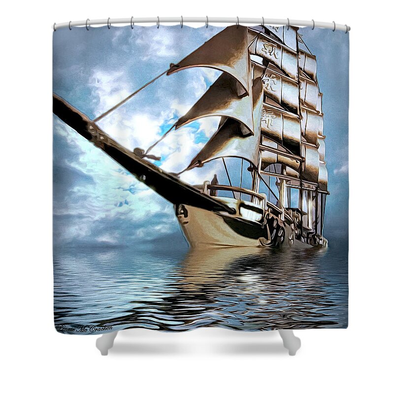 Ship Shower Curtain featuring the digital art My Ship Comes In by Pennie McCracken