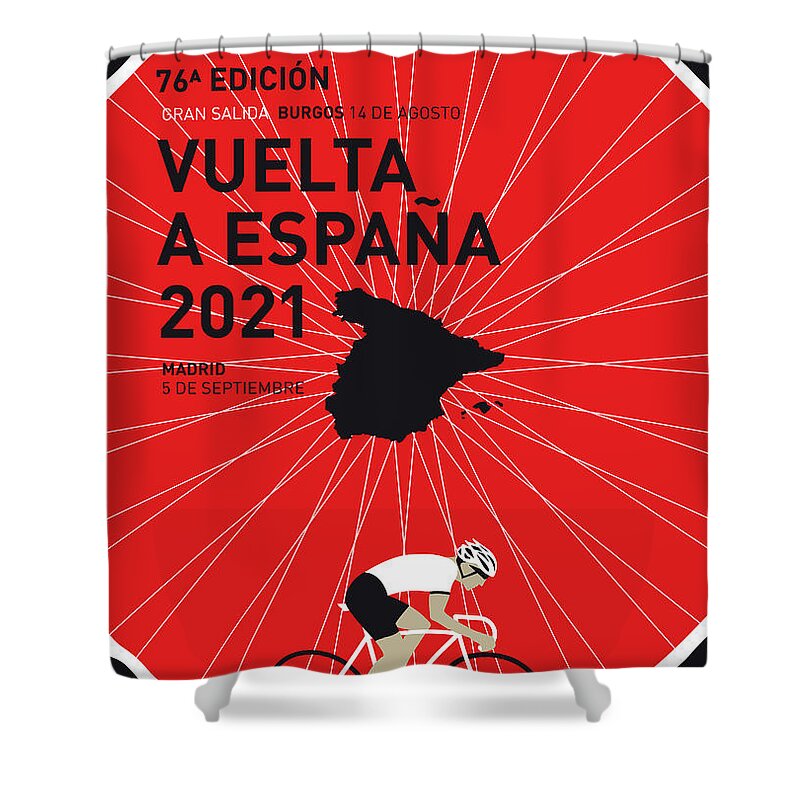 2021 Shower Curtain featuring the digital art My Vuelta A Espana Minimal Poster 2021 by Chungkong Art