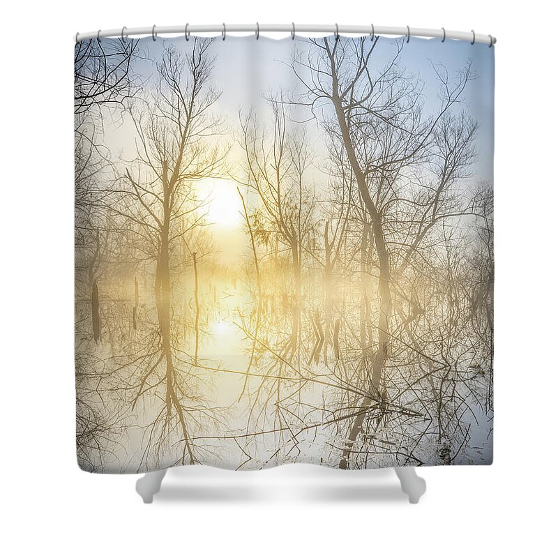 Abstract Shower Curtain featuring the photograph Mysitical Reflections by Jordan Hill