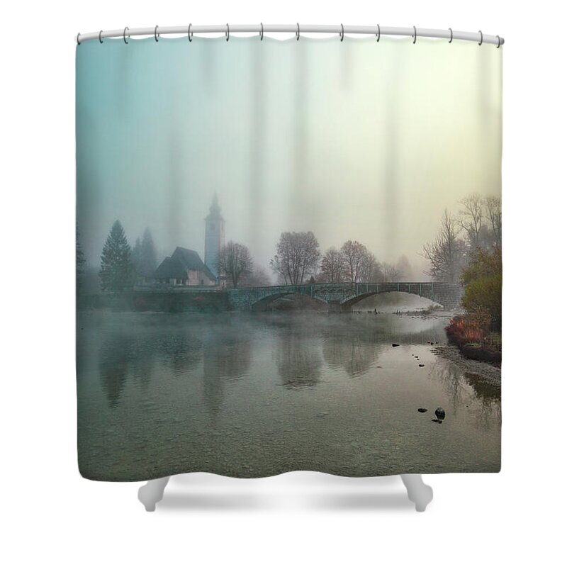 Kremsdorf Shower Curtain featuring the photograph Mystery By The Lake by Evelina Kremsdorf