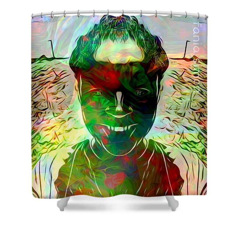  Shower Curtain featuring the mixed media Mystery by Fania Simon