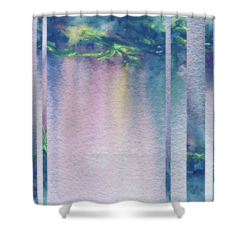 Mist Shower Curtain featuring the painting Mystic Rain Abstract Modern Decor Watercolor IX by Irina Sztukowski