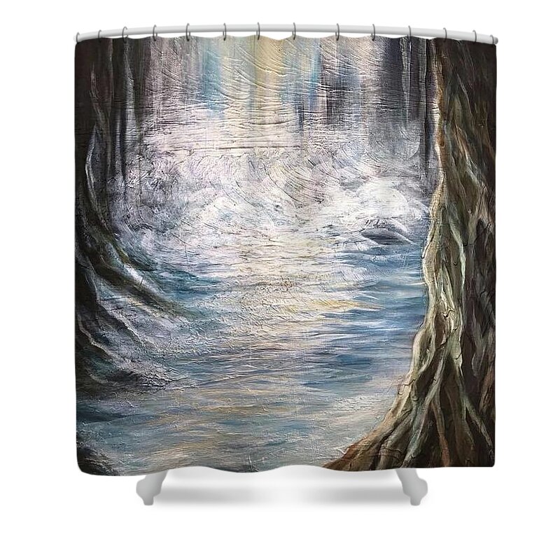 Mystic Shower Curtain featuring the painting Mystic Waterfall by Michelle Pier