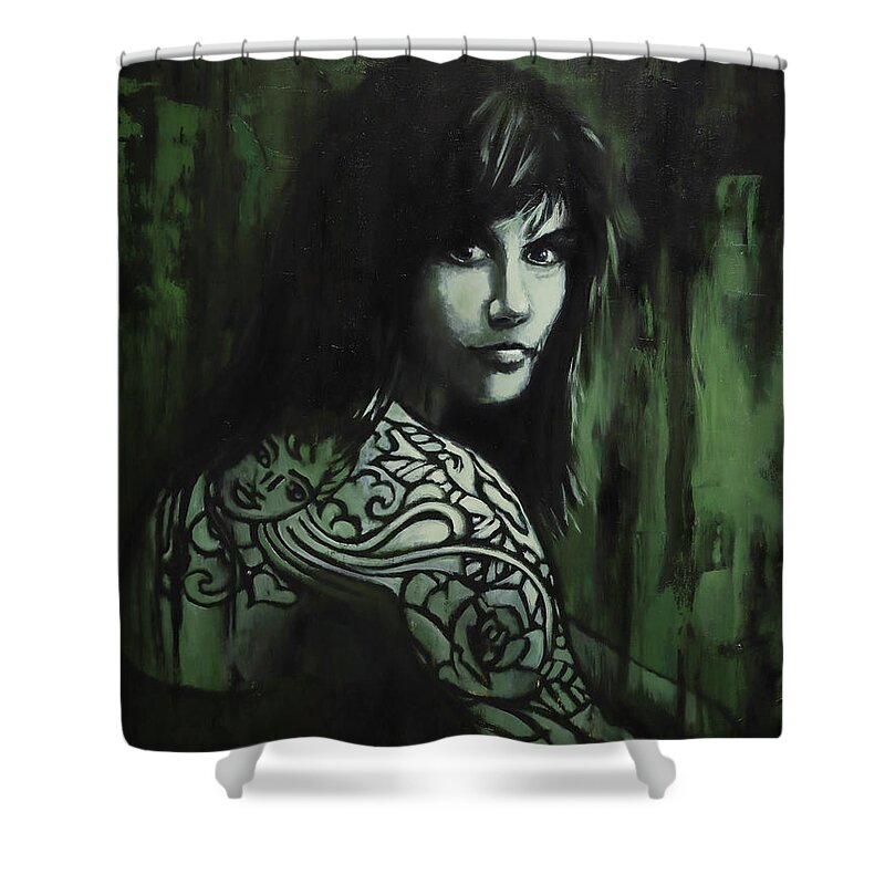 Girl Shower Curtain featuring the painting Nadine by Sv Bell