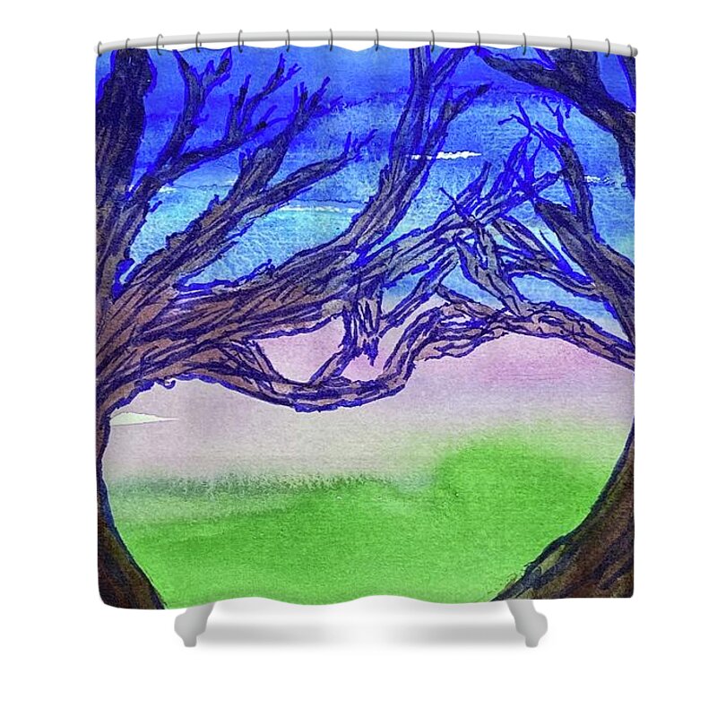 Trees Shower Curtain featuring the painting Naked Trees #13 by Anjel B Hartwell