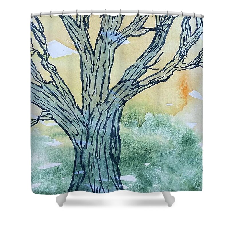 Trees Shower Curtain featuring the painting Naked Trees #37 by Anjel B Hartwell