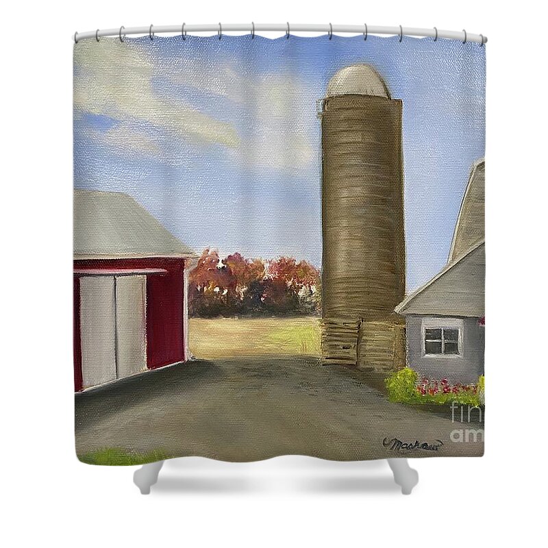 Plein Aire Shower Curtain featuring the painting Nancys Farm by Sheila Mashaw