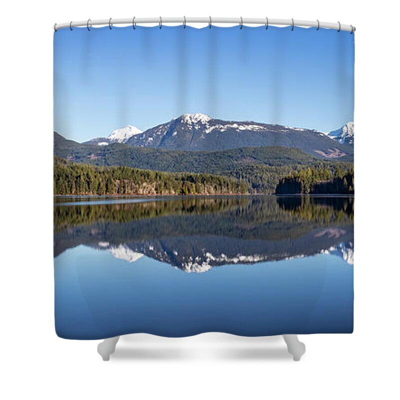 British Columbia Shower Curtain featuring the photograph Nanton Lake Panorama by Celine Pollard