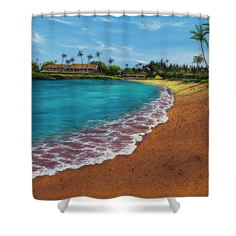Beach Shower Curtain featuring the painting Napili Bay During Covid 19 by Darice Machel McGuire
