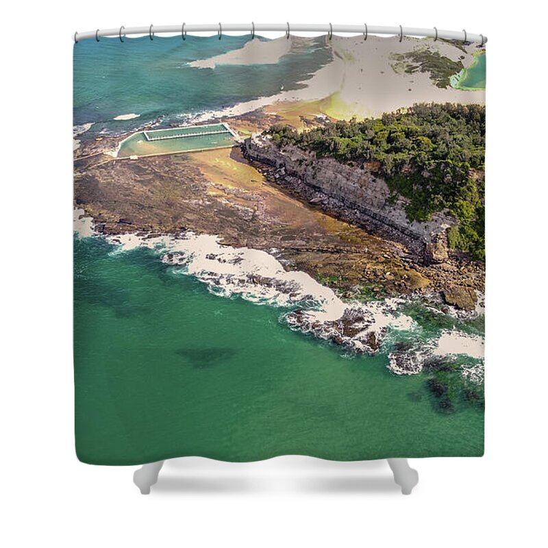 Road Shower Curtain featuring the photograph Narrabeen Head, Rockpool and Bridge by Andre Petrov