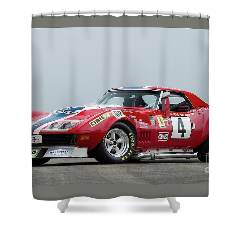 Nascar Shower Curtain featuring the photograph Nascar Corvette by Action