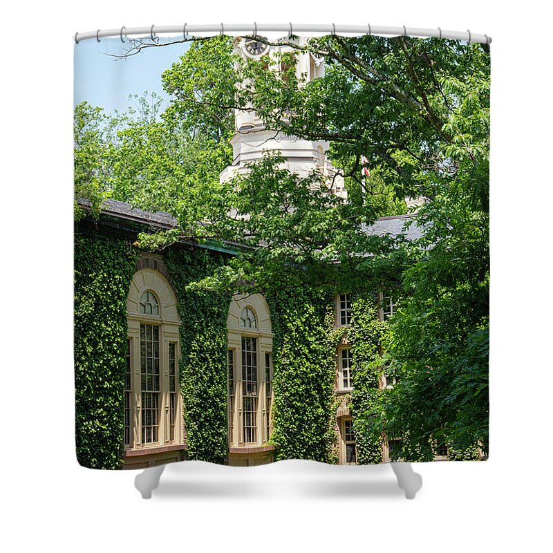 Princeton Shower Curtain featuring the photograph Nassau Hall Windows and Tower by Bob Phillips