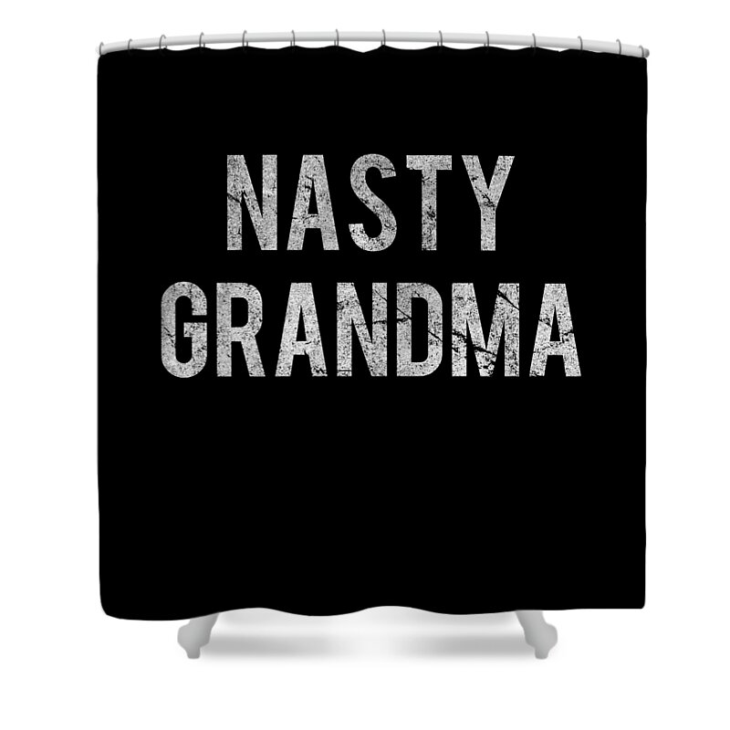 Funny Shower Curtain featuring the digital art Nasty Grandma Retro by Flippin Sweet Gear