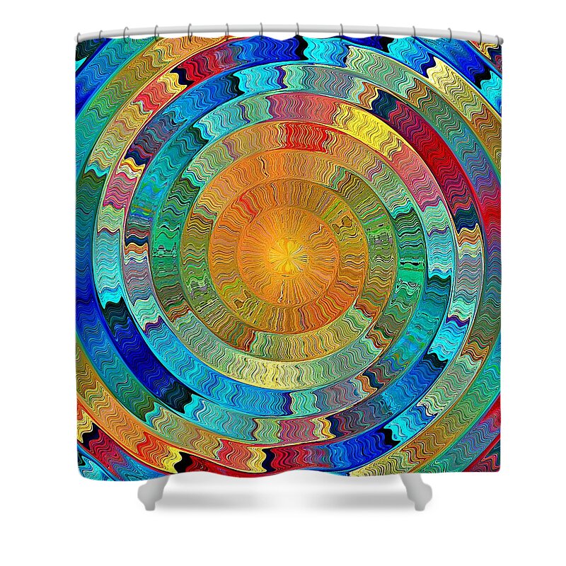 Primary Colors Shower Curtain featuring the digital art Native Sun by David Manlove