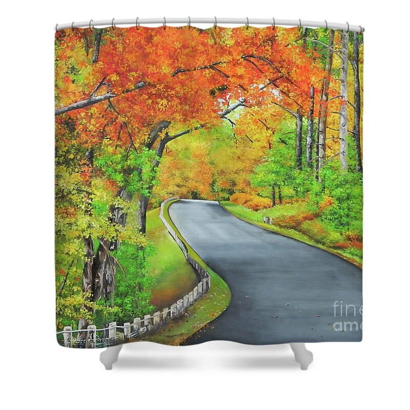 Autumn Landscape Shower Curtain featuring the painting Natural Beauty by Kenneth Harris
