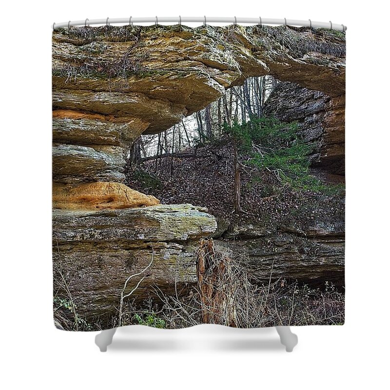 Natural Shower Curtain featuring the photograph Natural Bridge State Park, WIsconsin by Steven Ralser