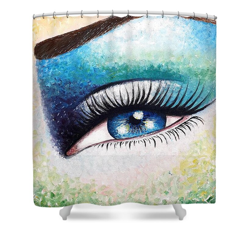 Nature Shower Curtain featuring the painting Nature in the Eye by Themayart