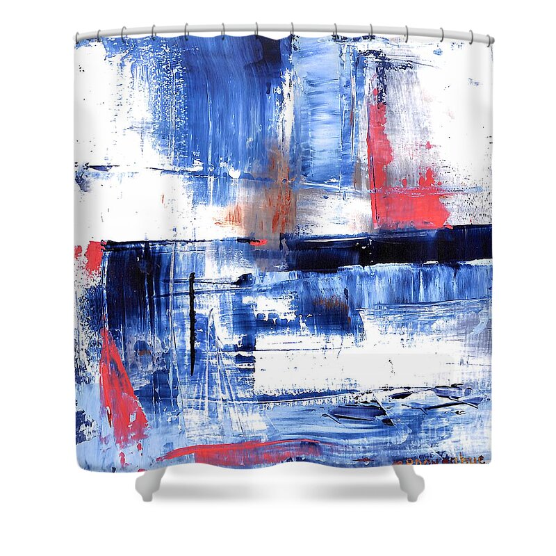 Seaside Shower Curtain featuring the painting Nautical Abstract pair 2 by Patty Donoghue