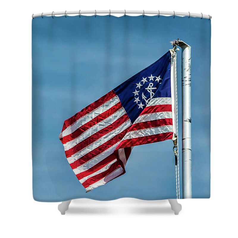 Flag Shower Curtain featuring the photograph Nautical Flag by Cathy Kovarik