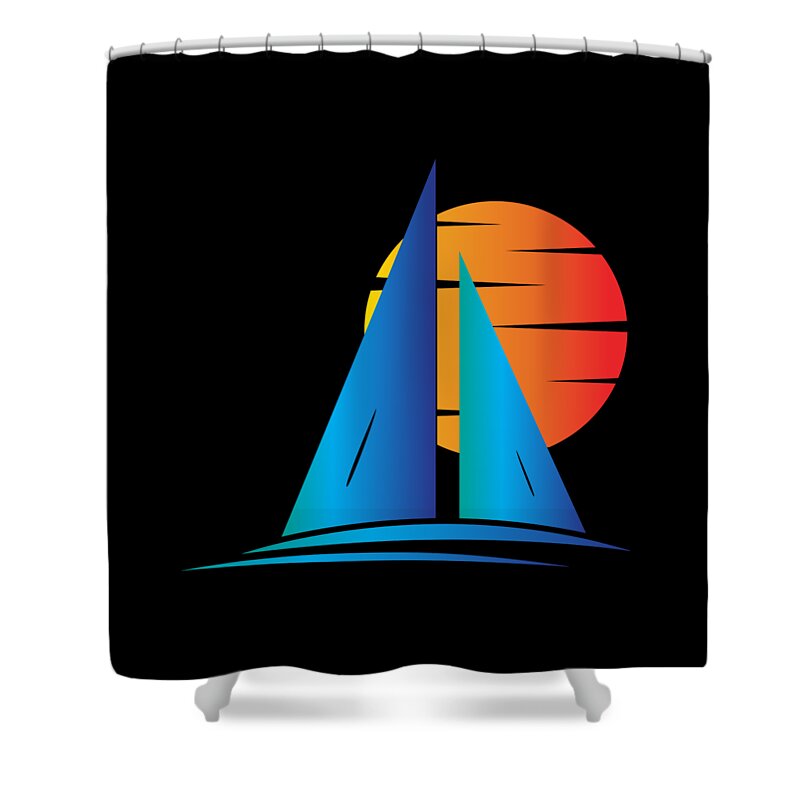 Cool Shower Curtain featuring the digital art Nautical Sailboat Sailing by Flippin Sweet Gear
