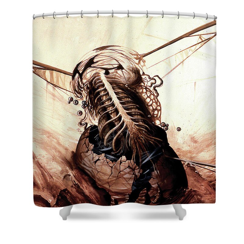 Surrealism Shower Curtain featuring the painting Neurotoxic Konstruction by Sv Bell