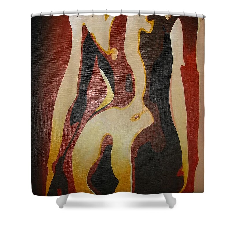 Woman Shower Curtain featuring the painting Neutral Nude by Taiche Acrylic Art