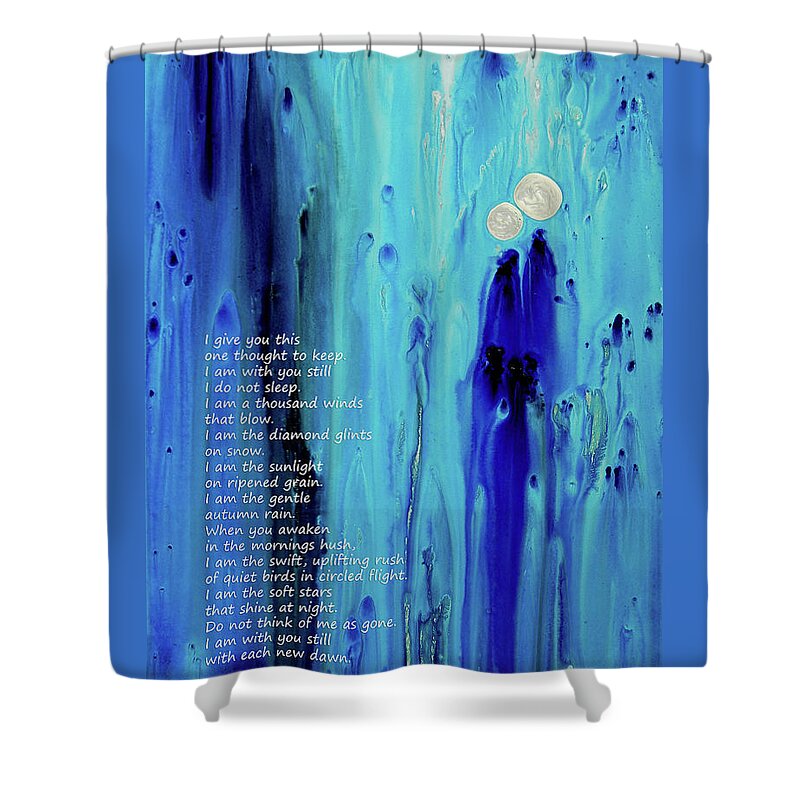 Blue Shower Curtain featuring the painting Never Alone by Sharon Cummings