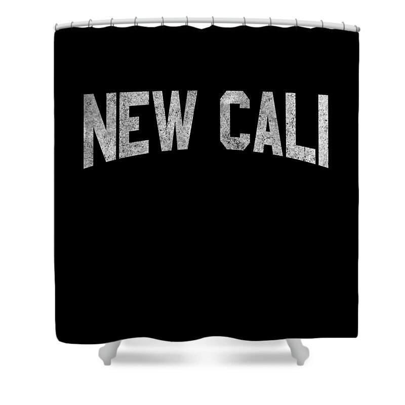 Funny Shower Curtain featuring the digital art New Cali by Flippin Sweet Gear