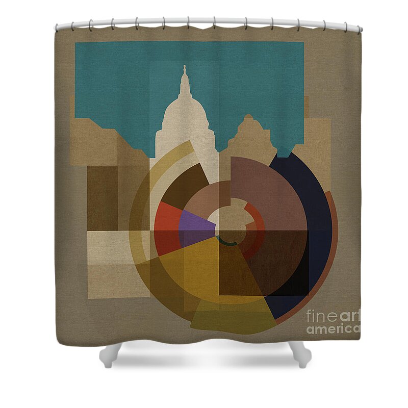 London Shower Curtain featuring the mixed media New Capital Square - Saint Pauls by Big Fat Arts