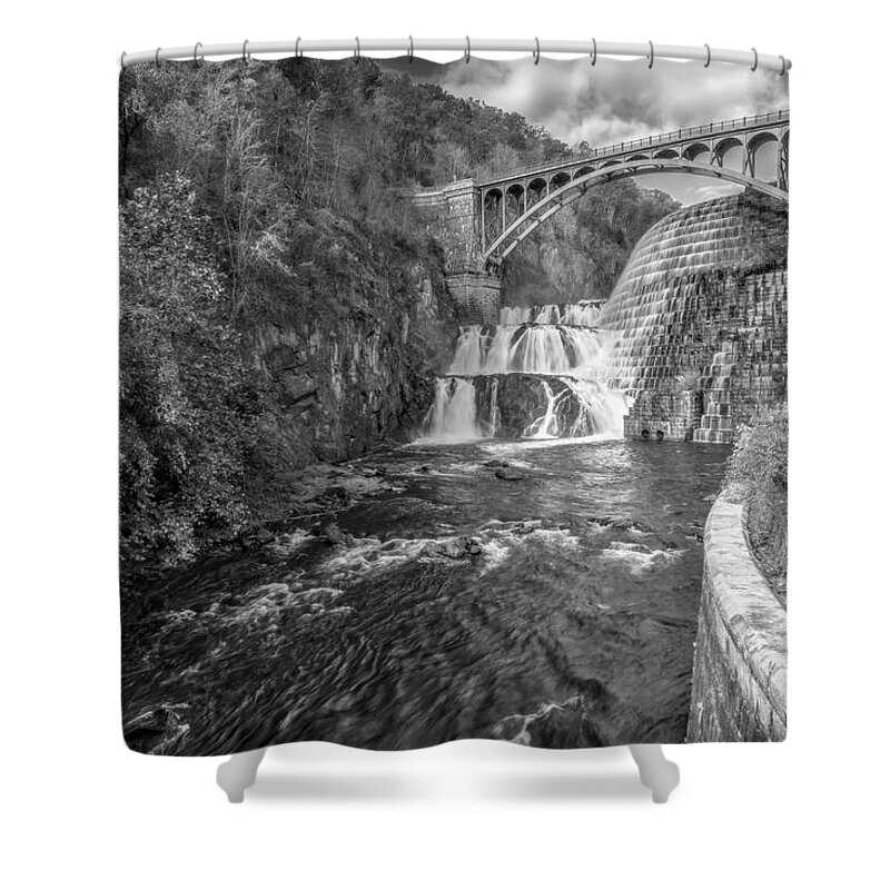 Croton Dam Shower Curtain featuring the photograph New Croton Hudson Dam BW by Susan Candelario