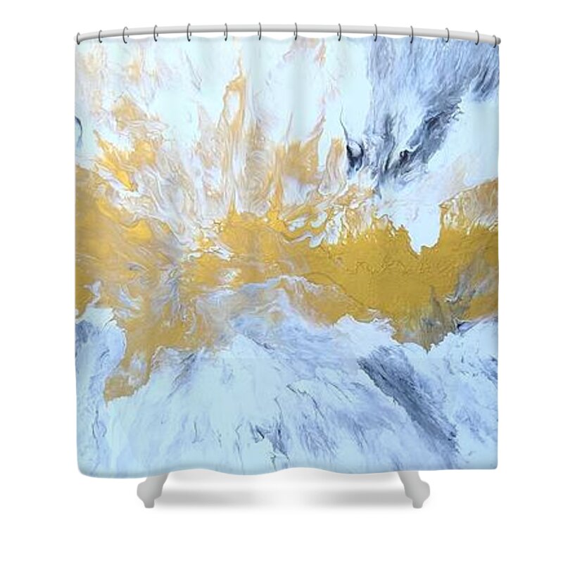 Abstract Shower Curtain featuring the painting New Dawn by Soraya Silvestri