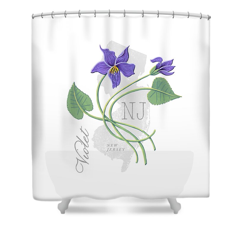 New Jersey Shower Curtain featuring the painting New Jersey State Flower Violet Art by Jen Montgomery by Jen Montgomery