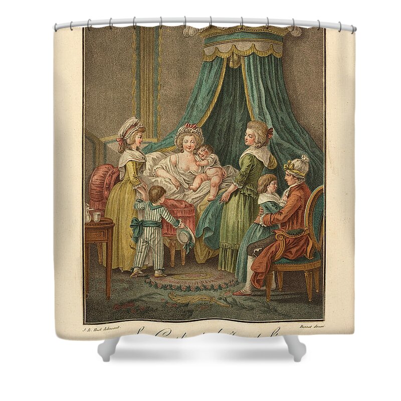 Louis-marin Bonnet Shower Curtain featuring the drawing New Year's Greeting by Louis-Marin Bonnet