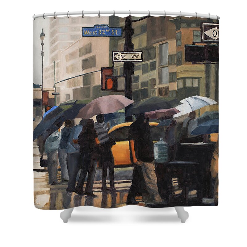 New York City Shower Curtain featuring the painting New York Shapes by Tate Hamilton
