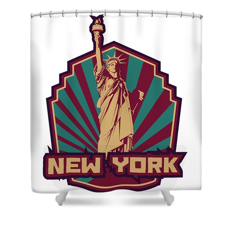 New York City Shower Curtain featuring the digital art New York Statue Of Liberty by Jacob Zelazny