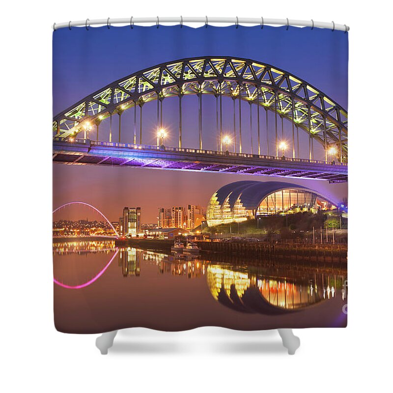 Newcastle Shower Curtain featuring the photograph Newcastle upon Tyne skyline, Tyne Bridge, England by Neale And Judith Clark