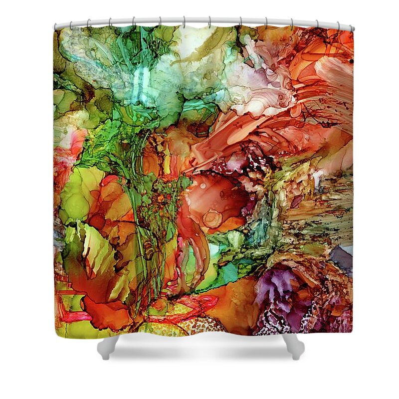 Flow Shower Curtain featuring the painting Next Stop...Paradise by Angela Marinari
