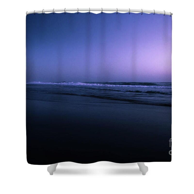 Water Shower Curtain featuring the photograph Night At The Ocean by Hannes Cmarits