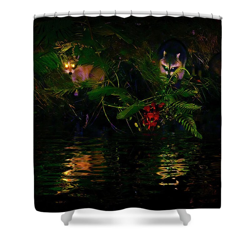 Wild Shower Curtain featuring the photograph Night Bandits by Mark Andrew Thomas