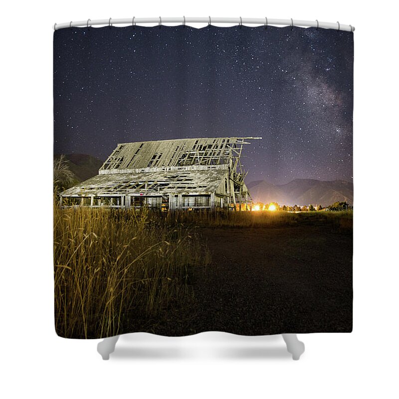 Barn Shower Curtain featuring the photograph Night Barn by Wesley Aston